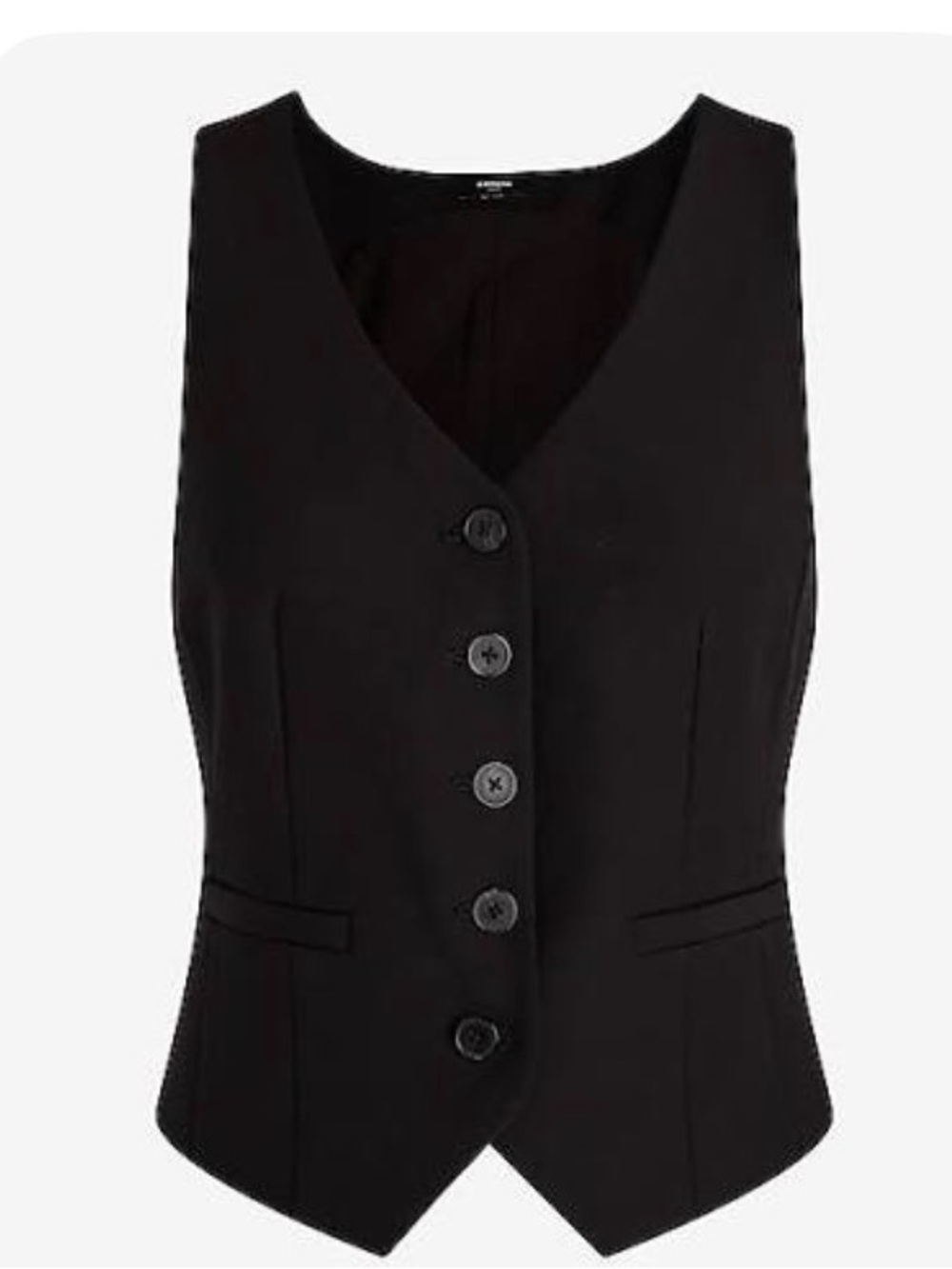 Express Editor Women's Black Tailored Button Vest
